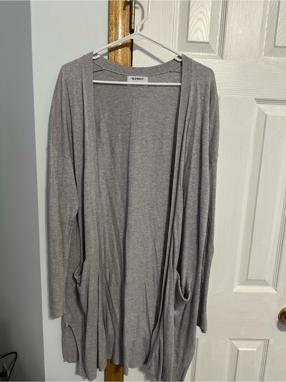 Old Navy Light Gray Draped Open-Front Cardigan